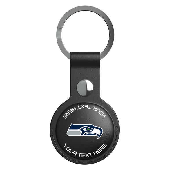 Seattle Seahawks Personalized Insignia AirTag Black Airtag Holder Flat.Jpg
