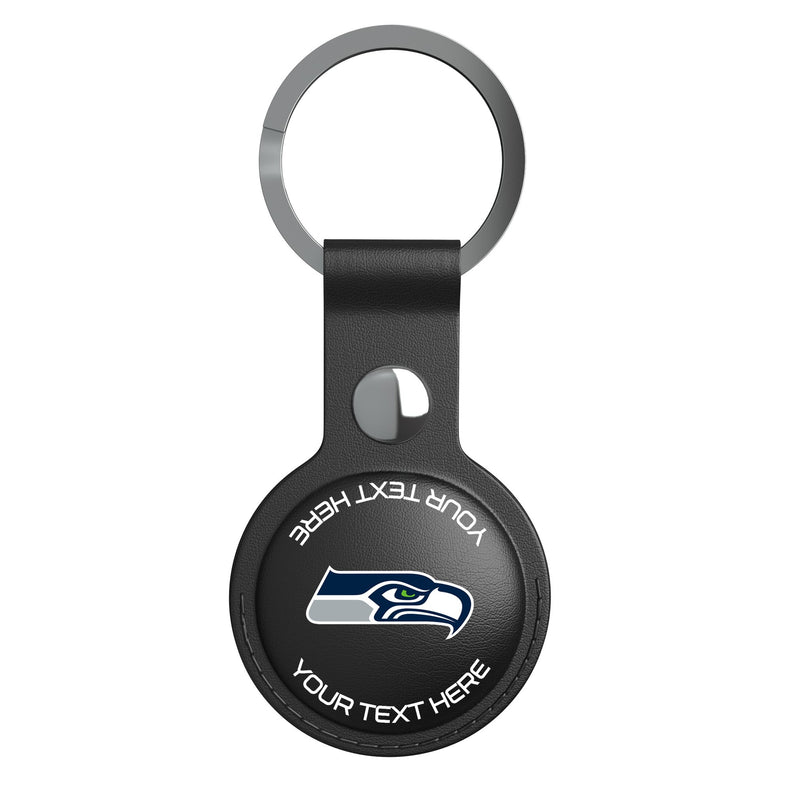 Seattle Seahawks Personalized Insignia AirTag Black Airtag Holder Flat.Jpg