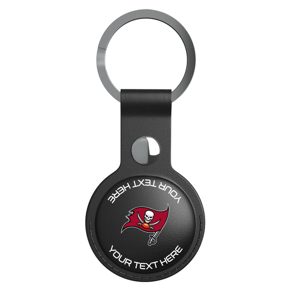 Tampa Bay Buccaneers Personalized Insignia AirTag Black Airtag Holder Flat.Jpg