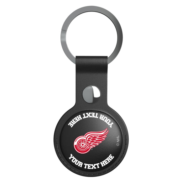 Detroit Red Wings Personalized Insignia AirTag Black Airtag Holder Flat.Jpg
