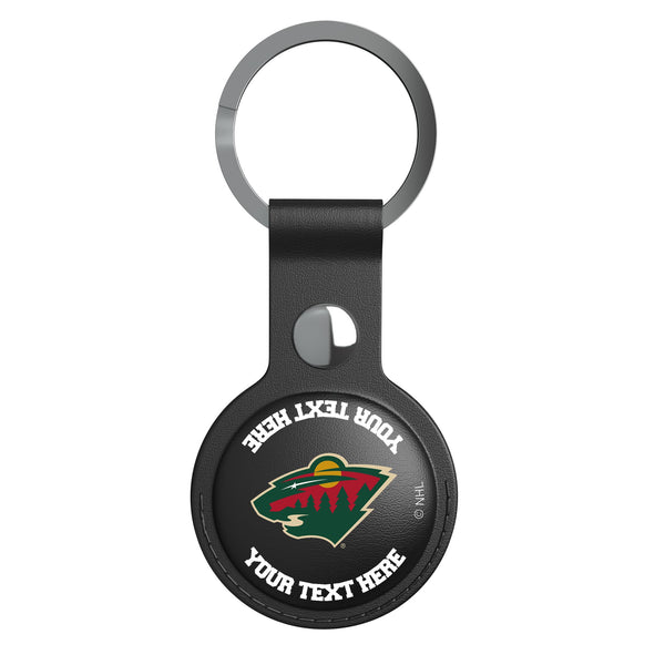 Minnesota Wild Personalized Insignia AirTag Black Airtag Holder Flat.Jpg