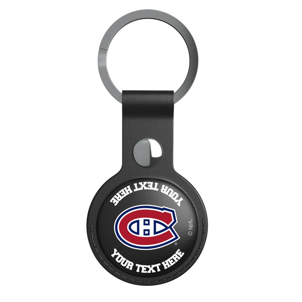 Montreal Canadiens Personalized Insignia AirTag Black Airtag Holder Flat.Jpg