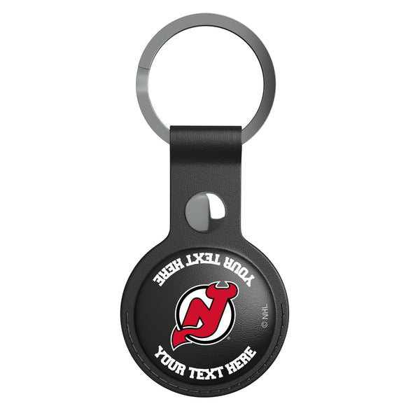 New Jersey Devils Personalized Insignia AirTag Black Airtag Holder Flat.Jpg