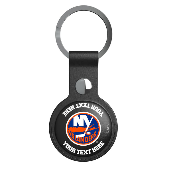 New York Islanders Personalized Insignia AirTag Black Airtag Holder Flat.Jpg