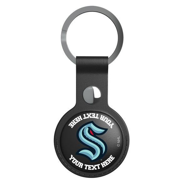 Seattle Kraken Personalized Insignia AirTag Black Airtag Holder Flat.Jpg