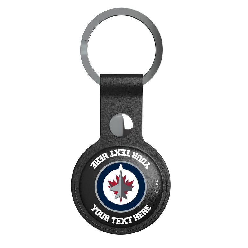 Winnipeg Jets Personalized Insignia AirTag Black Airtag Holder Flat.Jpg