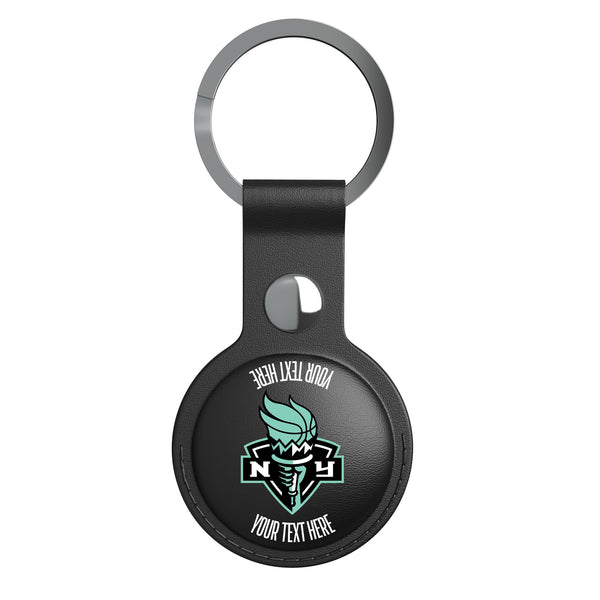 New York Liberty Personalized Insignia AirTag Black Airtag Holder Flat.Jpg