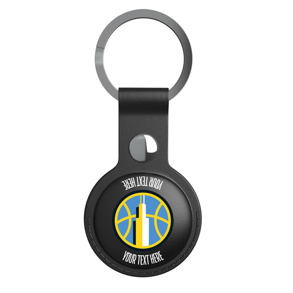 Chicago Sky Personalized Insignia AirTag Black Airtag Holder Flat.Jpg