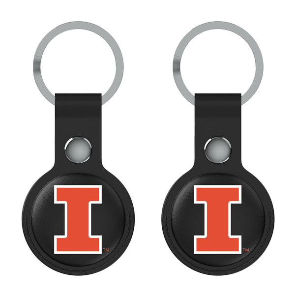 University of Illinois Fighting Illini Insignia AirTag Black Airtag Holder 2-Pack Flat.Jpg