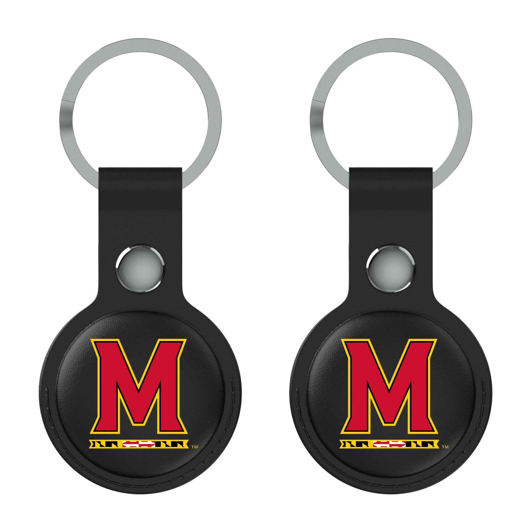 University of Maryland Terrapins Insignia AirTag Black Airtag Holder 2-Pack Flat.Jpg