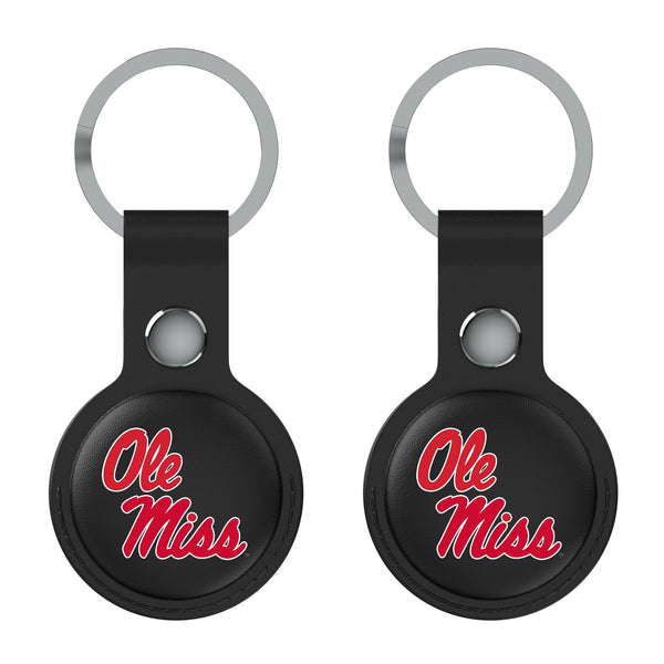 University of Mississippi Rebels Insignia AirTag Black Airtag Holder 2-Pack Flat.Jpg