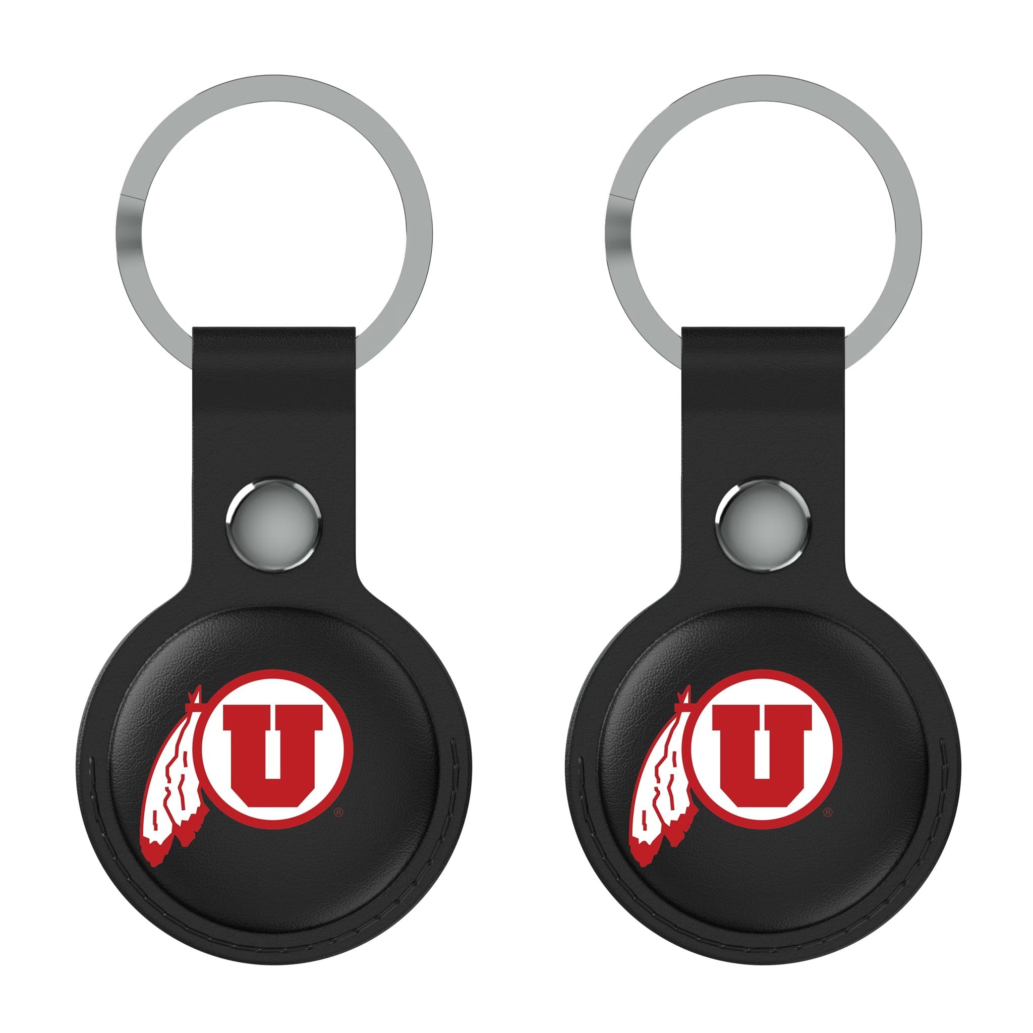 University of Utah Utes Insignia AirTag Black Airtag Holder 2-Pack Flat.Jpg