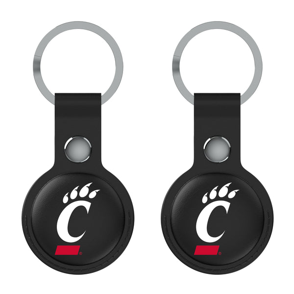 University of Cincinnati Bearcats Insignia AirTag Black Airtag Holder 2-Pack Flat.Jpg