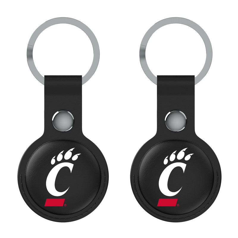 University of Cincinnati Bearcats Insignia AirTag Black Airtag Holder 2-Pack Flat.Jpg