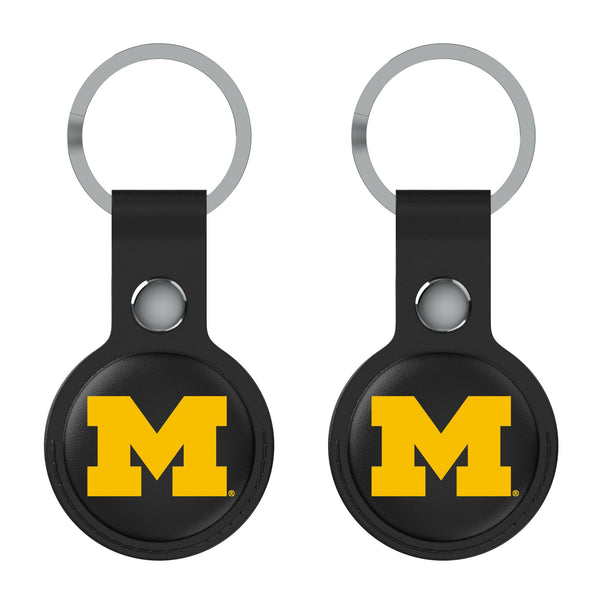 University of Michigan Wolverines Insignia AirTag Black Airtag Holder 2-Pack Flat.Jpg