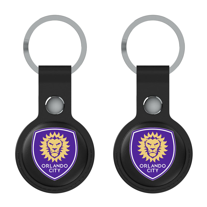 Orlando City Soccer Club  Insignia AirTag Black Airtag Holder 2-Pack Flat.Jpg