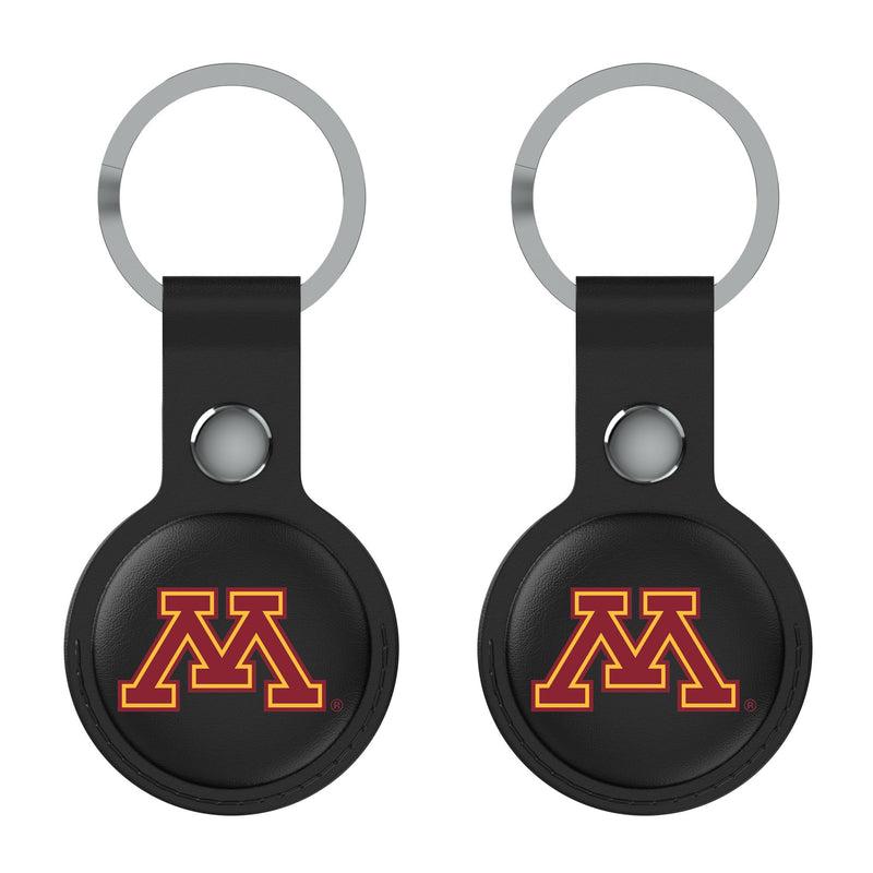 University of Minnesota Golden Gophers Insignia AirTag Black Airtag Holder 2-Pack Flat.Jpg