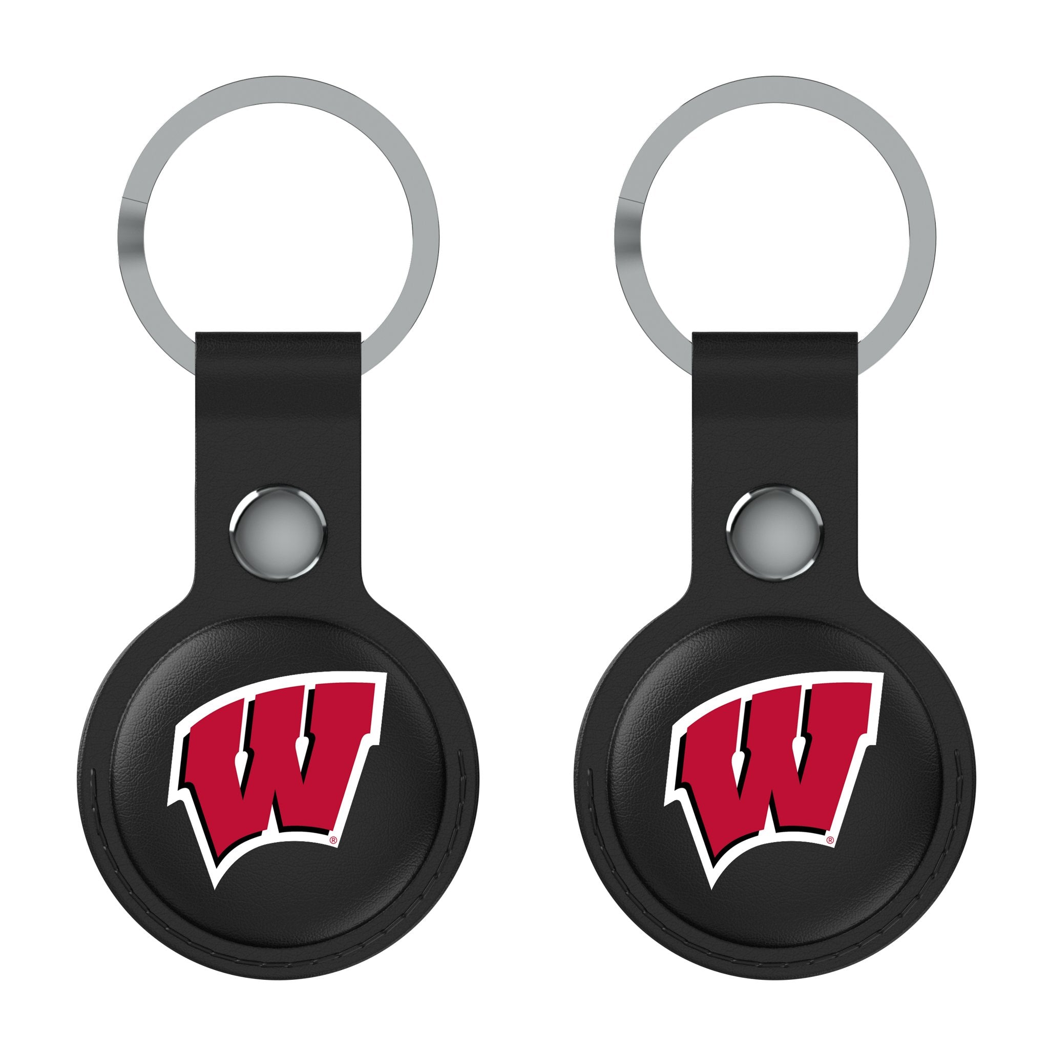 University of Wisconsin Badgers Insignia AirTag Black Airtag Holder 2-Pack Flat.Jpg