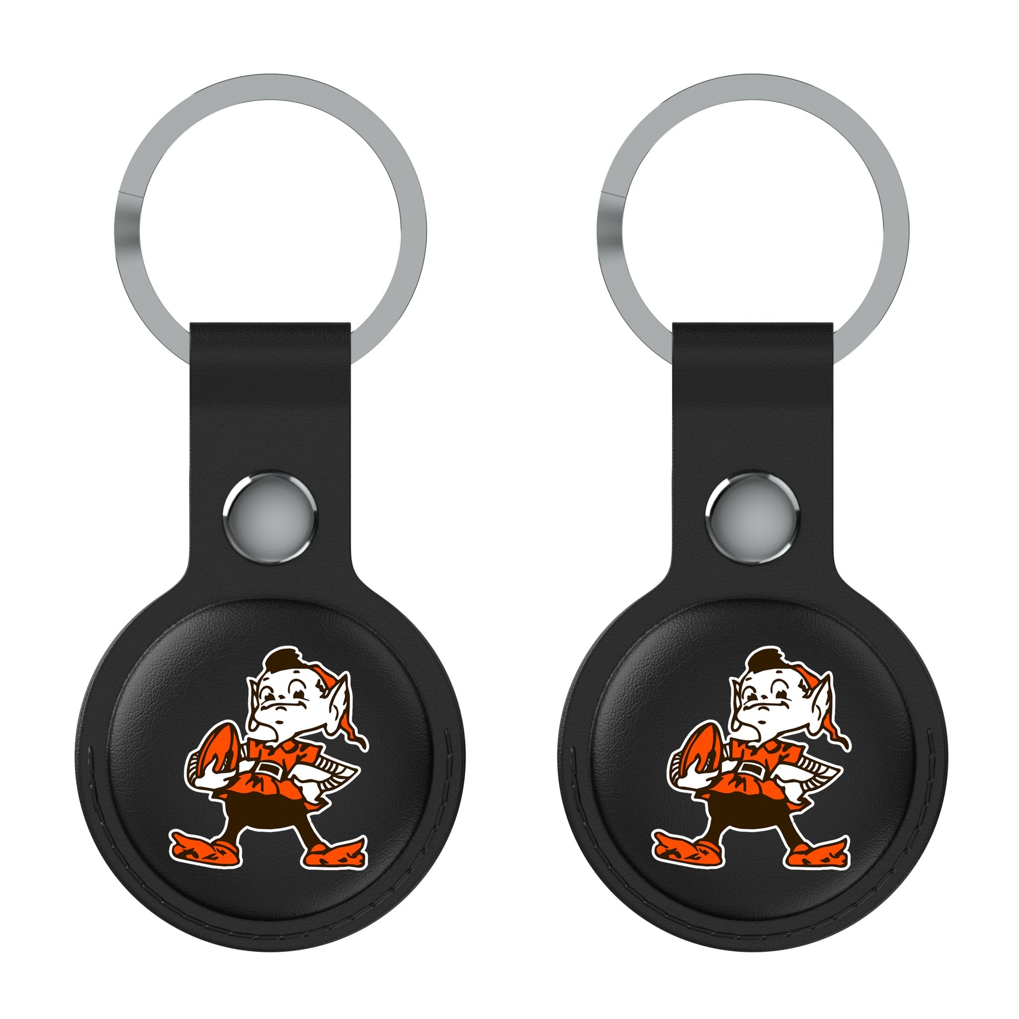 Cleveland Browns Historic Collection Insignia AirTag Black Airtag Holder 2-Pack Flat.Jpg