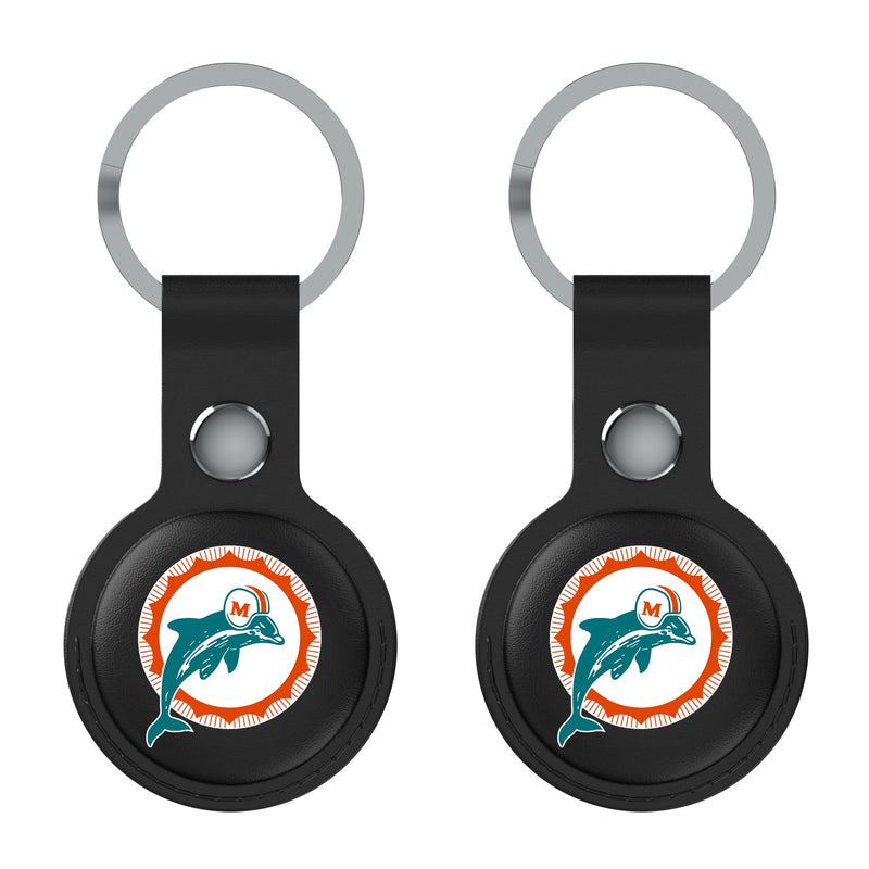 Miami Dolphins 1966-1973 Historic Collection Insignia AirTag Black Airtag Holder 2-Pack Flat.Jpg