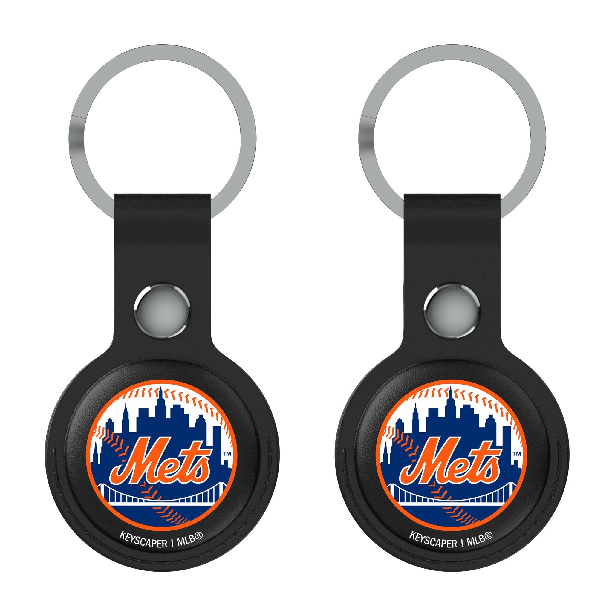 New York Mets Insignia AirTag Black Airtag Holder 2-Pack Flat.Jpg