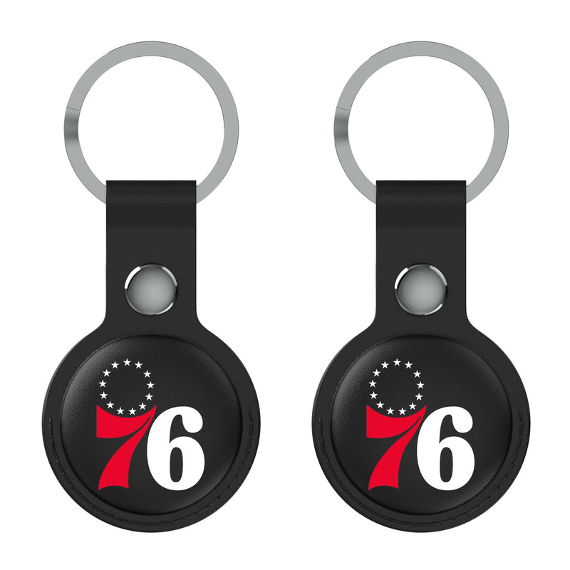 Philadelphia 76ers Insignia AirTag Black Airtag Holder 2-Pack Flat.Jpg