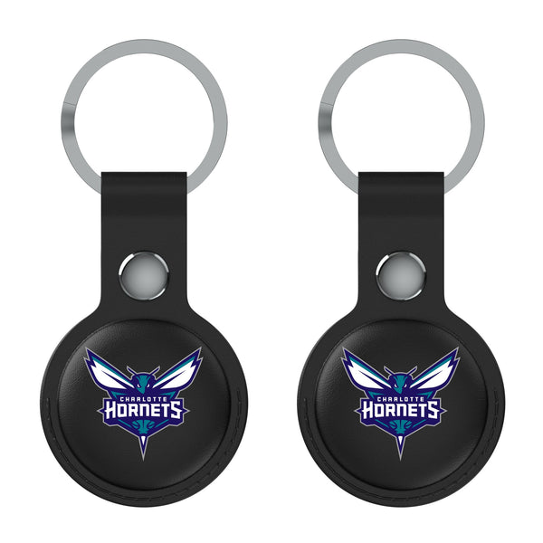 Charlotte Hornets Insignia AirTag Black Airtag Holder 2-Pack Flat.Jpg