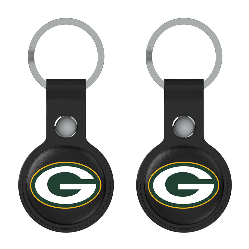 Green Bay Packers Insignia AirTag Black Airtag Holder 2-Pack Flat.Jpg