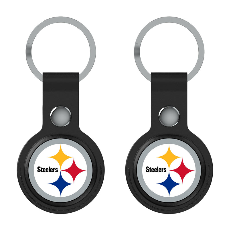 Pittsburgh Steelers Insignia AirTag Black Airtag Holder 2-Pack Flat.Jpg