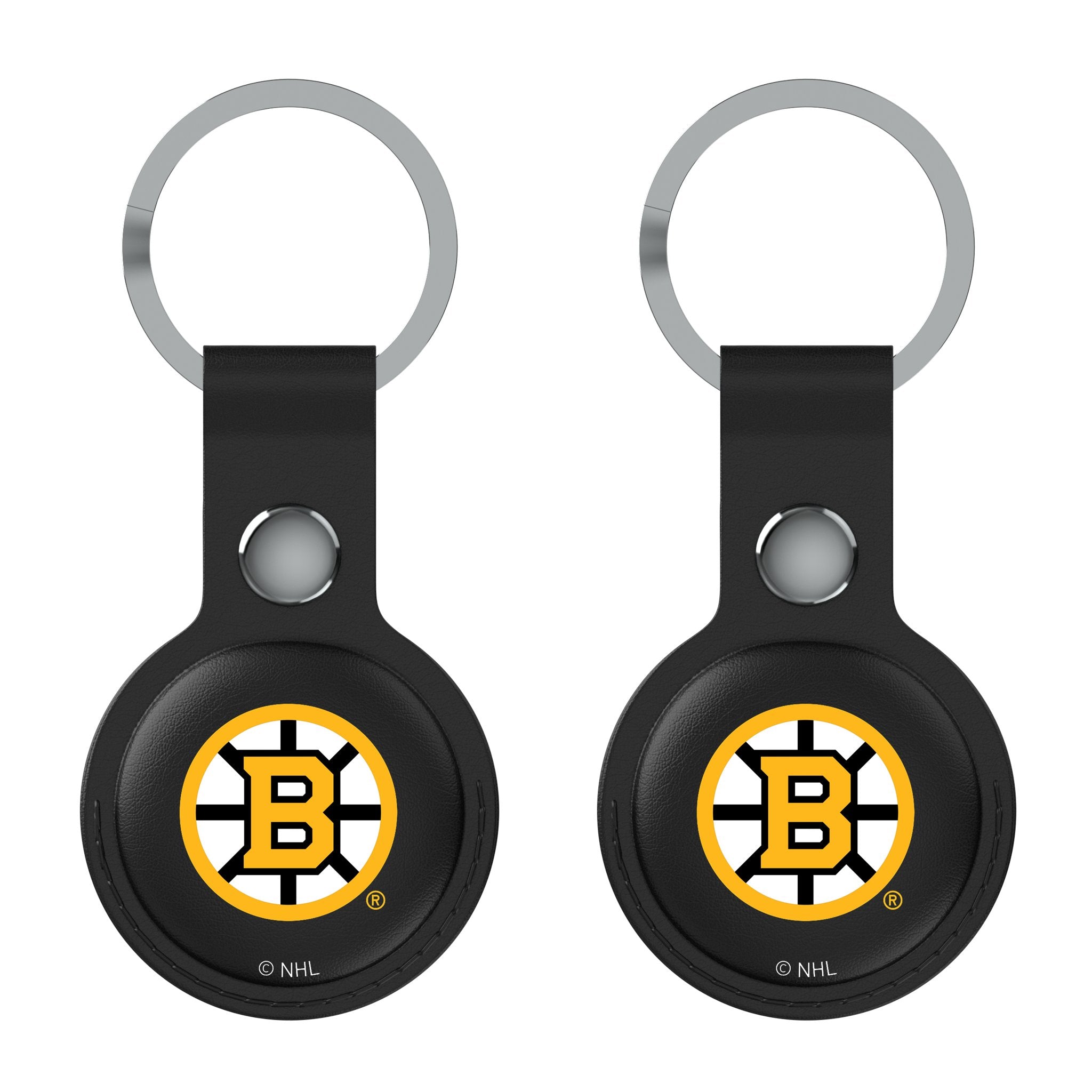 Boston Bruins Insignia AirTag Black Airtag Holder 2-Pack Flat.Jpg