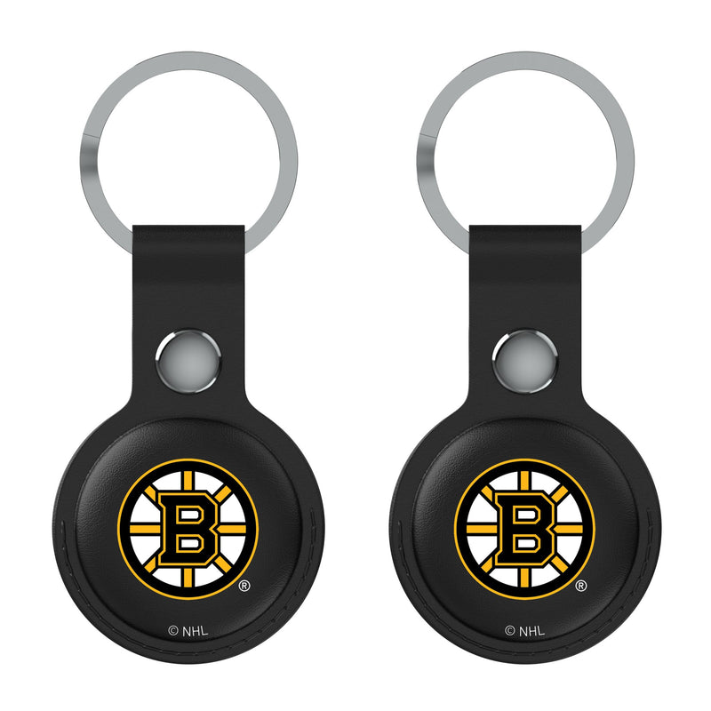 Boston Bruins Insignia AirTag Black Airtag Holder 2-Pack Flat.Jpg