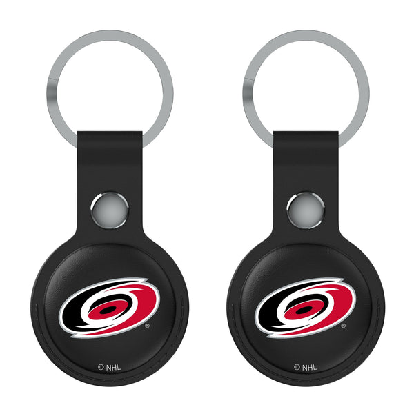 Carolina Hurricanes Insignia AirTag Black Airtag Holder 2-Pack Flat.Jpg