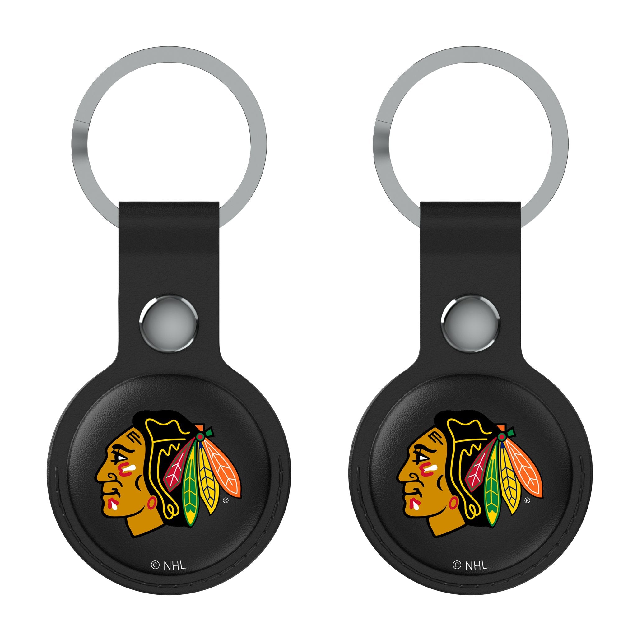 Chicago Blackhawks Insignia AirTag Black Airtag Holder 2-Pack Flat.Jpg