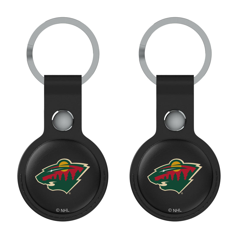 Minnesota Wild Insignia AirTag Black Airtag Holder 2-Pack Flat.Jpg