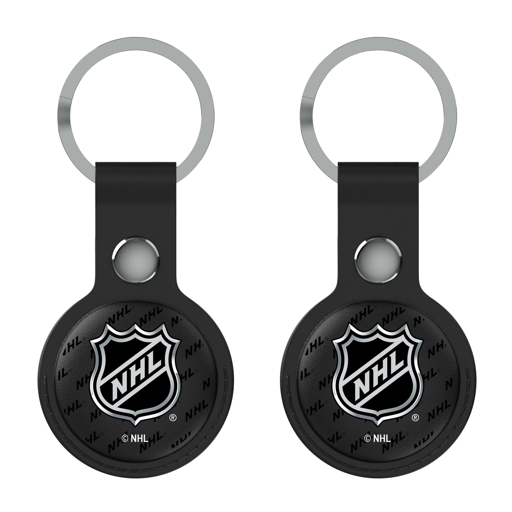 NHL Fashion Pattern AirTag Black Airtag Holder 2-Pack Flat.Jpg