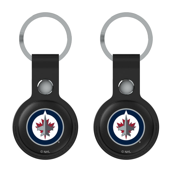 Winnipeg Jets Insignia AirTag Black Airtag Holder 2-Pack Flat.Jpg