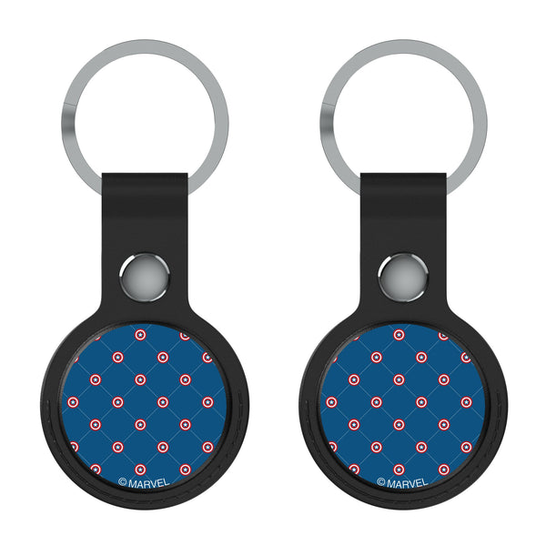 Marvel Avengers Captain America Pattern AirTag Black Airtag Holder 2-Pack Flat.Jpg