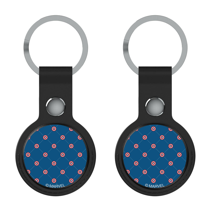 Marvel Avengers Captain America Pattern AirTag Black Airtag Holder 2-Pack Flat.Jpg