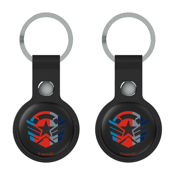 Marvel Avengers Sam Wilson Captain America Sigil AirTag Black Airtag Holder 2-Pack Flat.Jpg