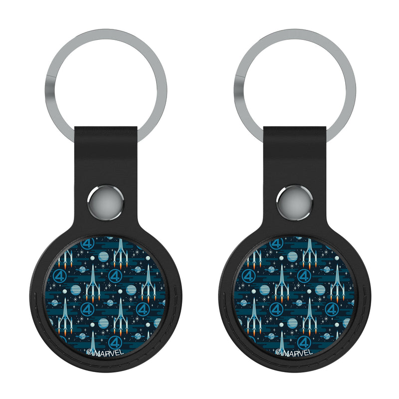 Marvel Fantastic Four Pattern AirTag Black Airtag Holder 2-Pack Flat.Jpg