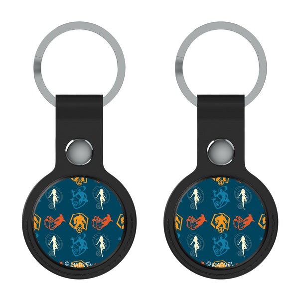 Marvel Fantastic Four Pattern 2 AirTag Black Airtag Holder 2-Pack Flat.Jpg