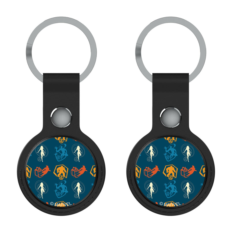 Marvel Fantastic Four Pattern 2 AirTag Black Airtag Holder 2-Pack Flat.Jpg