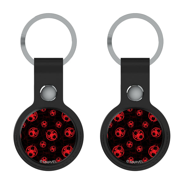 Marvel Miles Morales Pattern AirTag Black Airtag Holder 2-Pack Flat.Jpg