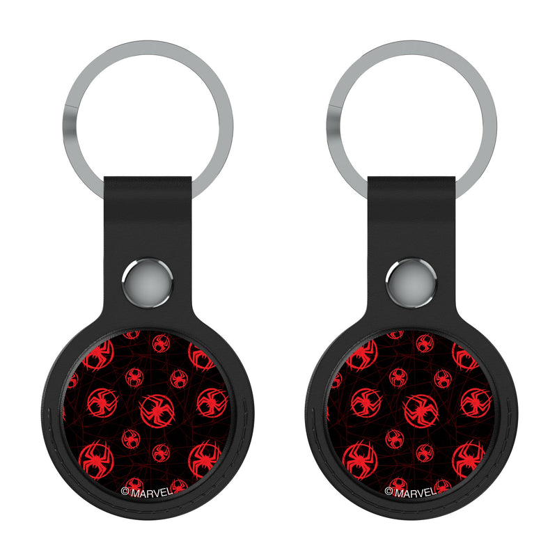 Marvel Miles Morales Pattern AirTag Black Airtag Holder 2-Pack Flat.Jpg