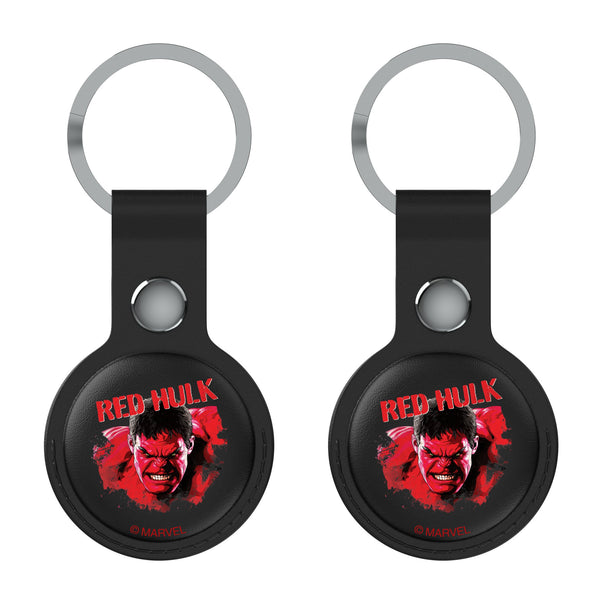 Marvel Avengers Red Hulk Badge AirTag Black Airtag Holder 2-Pack Flat.Jpg