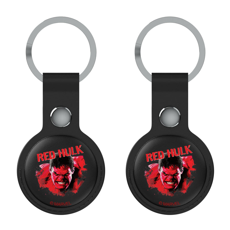 Marvel Avengers Red Hulk Badge AirTag Black Airtag Holder 2-Pack Flat.Jpg