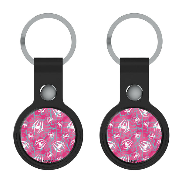 Marvel Spider-Gwen Pattern AirTag Black Airtag Holder 2-Pack Flat.Jpg