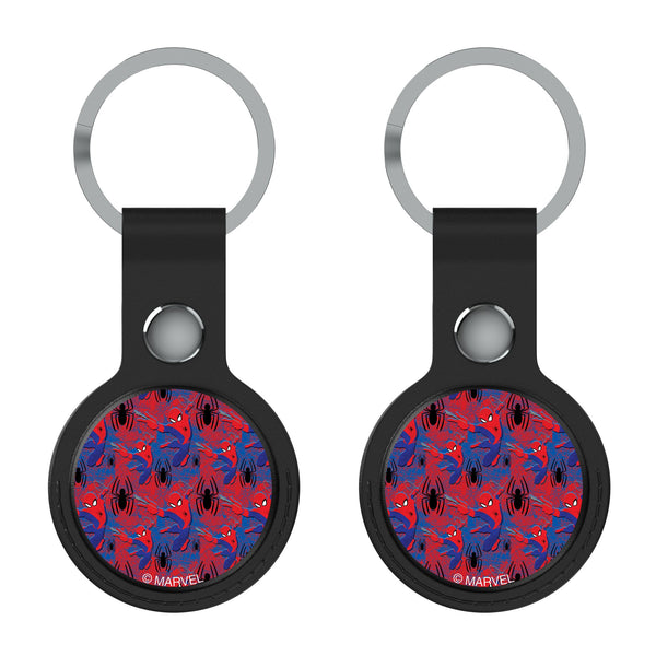 Marvel Spider-Man Pattern AirTag Black Airtag Holder 2-Pack Flat.Jpg
