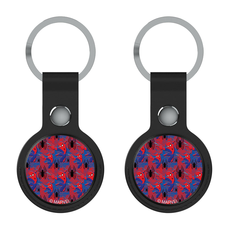 Marvel Spider-Man Pattern AirTag Black Airtag Holder 2-Pack Flat.Jpg