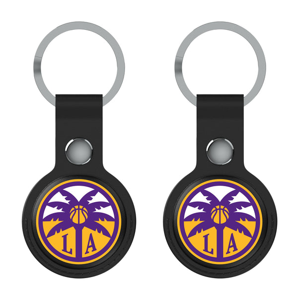 Los Angeles Sparks Insignia AirTag Black Airtag Holder 2-Pack Flat.Jpg